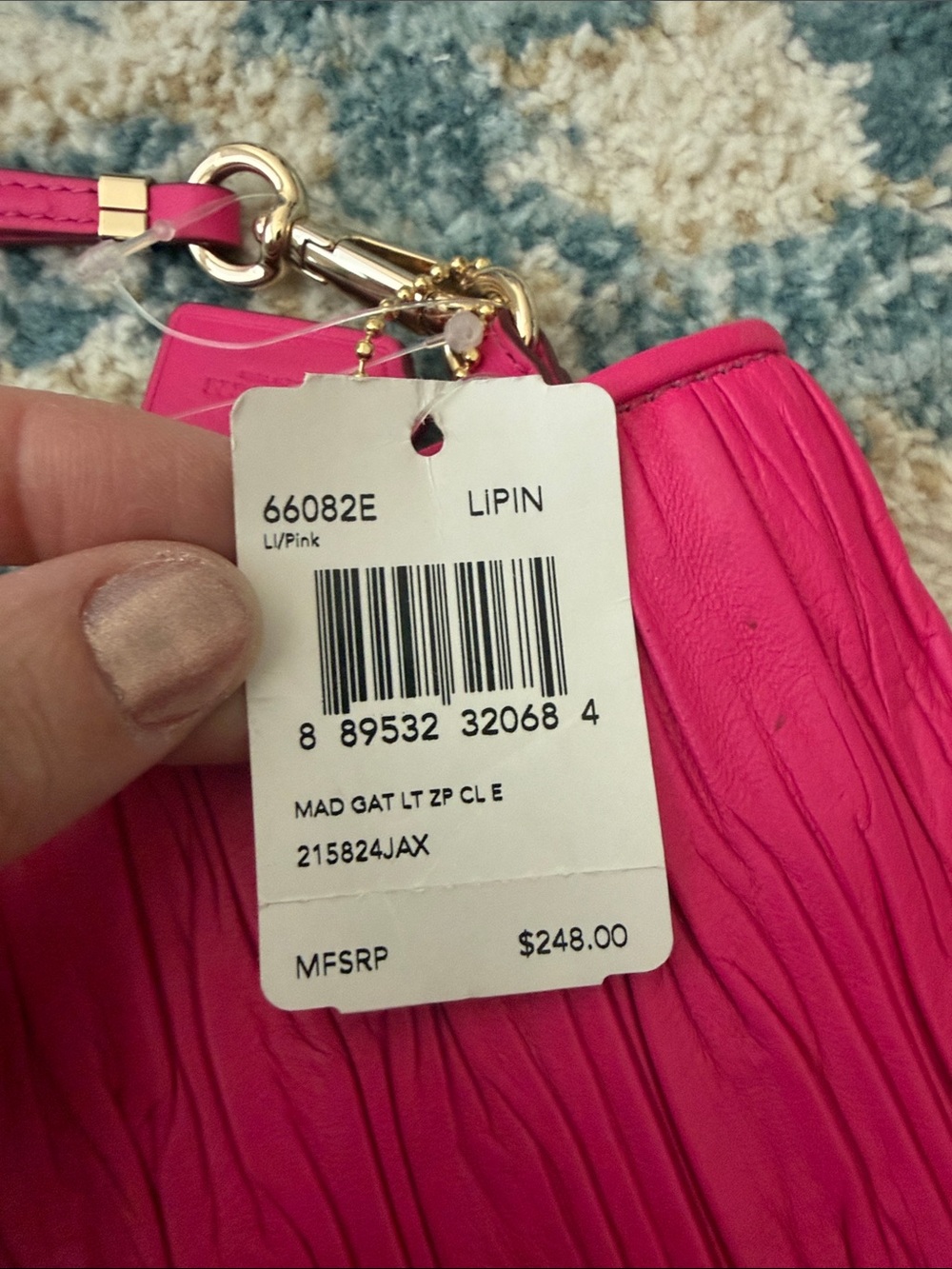 COACH Hot Pink Quilted Wristlet Clutch - Picture 2 of 11
